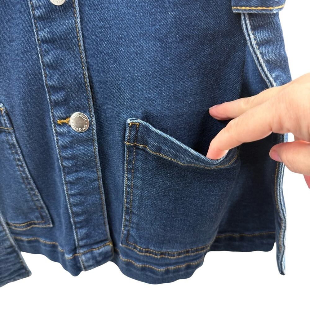On 34th Women's Belted Denim Wrap Jacket Long Length Fall Winter Medium Wash XS - Picture 10 of 16